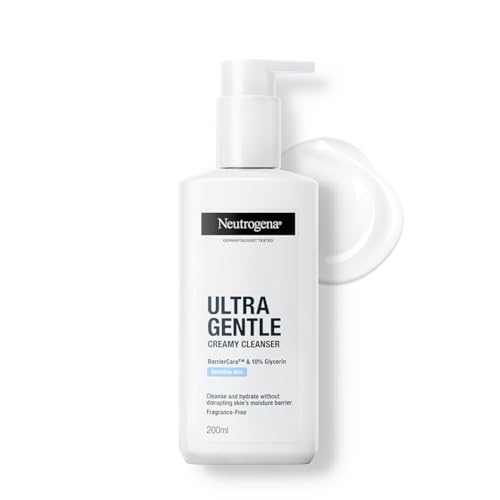 Image of Neutrogena Ultra Gentle Creamy Cleanser | 14X Gentler Cleanser | All Skin Types Including Sensitive Skin | Face Wash for Sensitive Skin for Men & Women | With Barriercare Technology & 10% Glycerin | Paraben-Free