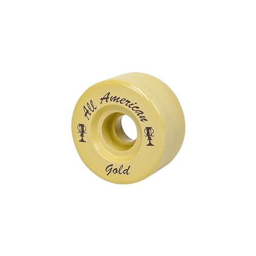 Sure Grip All American Gold Roller Skate Wheels | Manufactured with Vanathane Material | 62mm Indoor Wheel Backspacing for Smooth Sliding - Comes in Gold Color, Complete Set of 8 Wheels - Made in USA