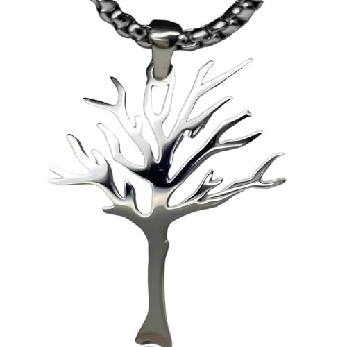 Bijou spirituel unisexe collier pendentif arbre de vie acier inoxydable argenté B85