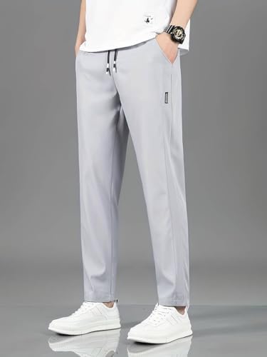 Image of TAGDO Men's Loose Fit Solid Color Polyester Drawstring Sports Pants - Casual, and Comfortable for Outdoor Activities (5186)
