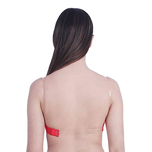 Image of Women's Balconette Bra Transparent Strapless Backless Invisible Clear Back Underwire Pushup Padded Bra Cups Demi