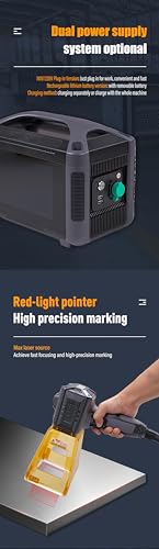 Image of Fiber Laser Engraver Handheld Laser Marking Machine 30W Portable Laser Marker 100mm Logo Printing for Metal 110 /220V Engraving Machine for QR Text,Nameplate Laser Class II,Output Power 0.874mW
