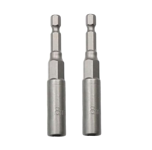 6-19mm Quick-Change 1/4 inch Hex Shank Metric Deep Socket Screwdriver Impact Nut Setter Extractor Remover Driver Drill Bit, 80mm Length, for Electric Manual Impact Screwdriver (2, 8mm)