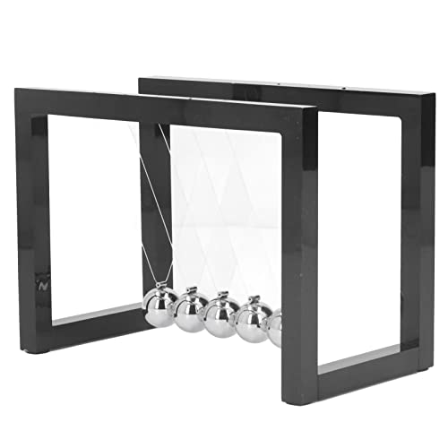 Wakects Swing Pendulum Newton, Toy Physics Science Newton Cradle Balance Balls con 5 Bolas de Hierro, Aliviar el Estrés Corporal, 16 X 11,5 X 8,5 Cm, Acrílico Blanco/Negro (Negro) Cover