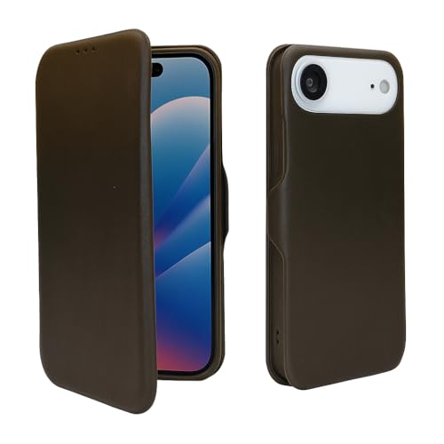 Image of Vegan Leather Flip Wallet Case for iPhone 17 Air - Premium PU Cover with Card Slot, Magnetic Closure, Kickstand Stand, Durable Slim Design, Privacy Protection, Black