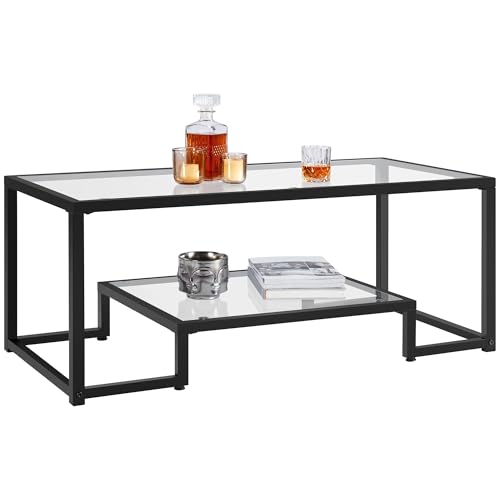 Yaheetech Coffee Table, Tempered Glass Coffee Table, Modern Simple Center Tables...