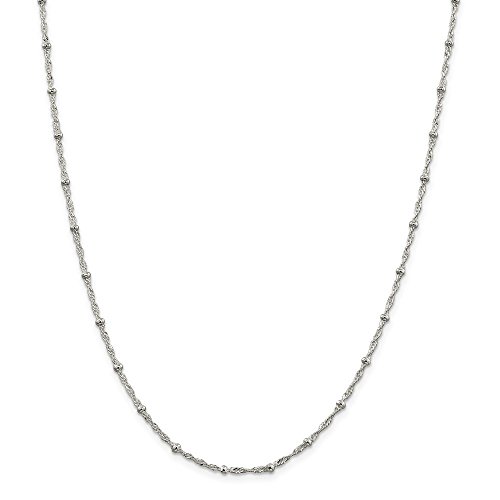925 Sterling Silver 2.50mm Singapore with Beads Chain Necklace, 20