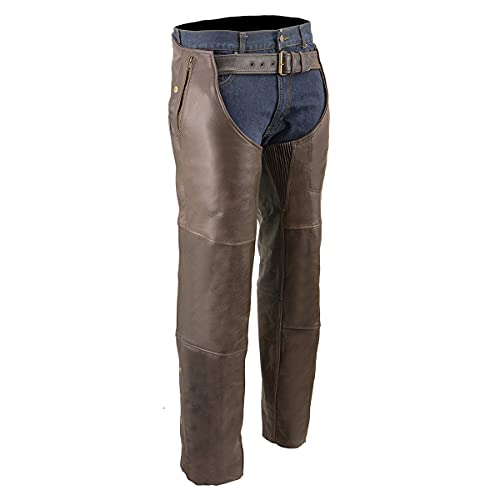 Image of Milwaukee Leather Men's Thermal Lined Premium Leather Motorcycle Bikers Riders Chaps