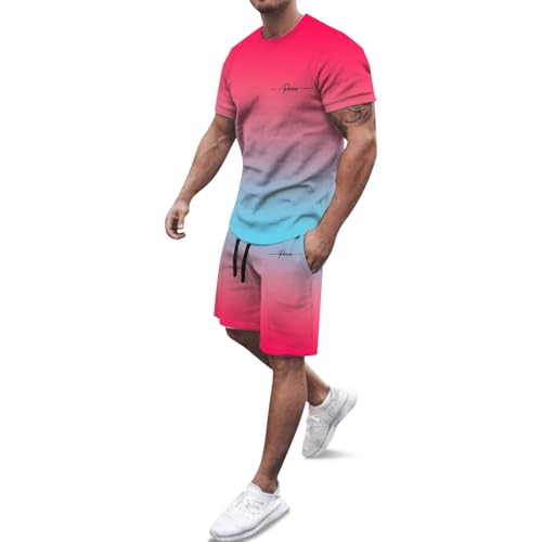 Survêtement pour homme ensemble de sport short t-shirt respirant rose 3XL
