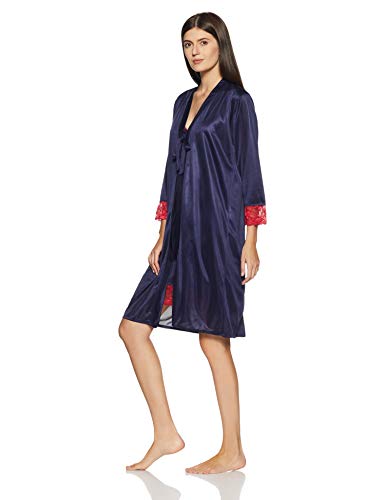 Clovia Women's Satin Knee Length Regular Fit Sleepwear (NSM294P08O_Blue_Free Size) - Image 3