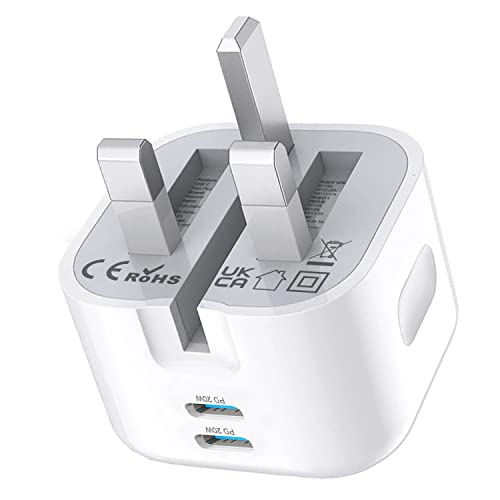 USB C Adapter, European Plug Adapter, 2-Pack Fast 20W Europe Travel Plug Power Adapter Type C Wall Chargers For IPhone 17 16 15 14 13 12 11 Pro Max XR XS