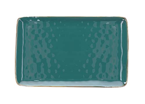 Rechteckiger Teller Steingut Servierplatte Servierteller CONCERTO OTTANIO Türkis 20x13cm Cover