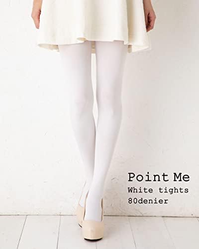 Amazon | [point me] 【3足セット】 白タイツ 80デニール ホワイト