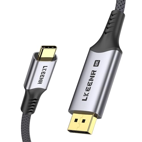 LKNNER USB C to DisplayPort 1.4 Cable 8K@60Hz [5FT/1.5M] 4K@240Hz Unidirectional Thunderbolt 5/4/3 to DisplayPort Cord 32.4Gbps Compatible for iPhone 16, iPad, Mac mini, Galaxy
