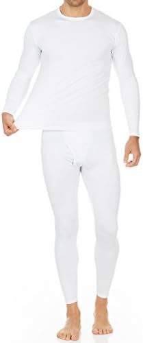 Men s Ultra Soft Thermal Underwear Long Johns Set with Fleece Lined White Medium