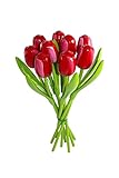  Ramo de tulipanes de madera rojos y blancos para tu pareja, 9 tulipanes de madera, 34 cm de alto, pintados a mano, ramo de flores, flores de madera, Día de la Madre, Made in Holland