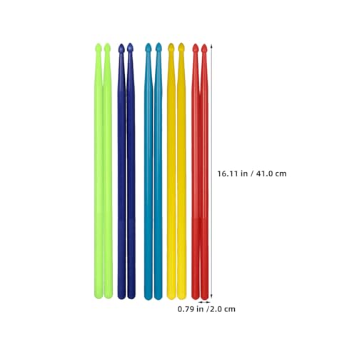Baquetas Vaguelly de nailon, 5 pares, 16 pulgadas, coloridas y antideslizantes para ejercicios, relajación y actuaciones de jazz miniatura 2