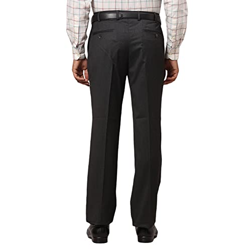 Image of Park Avenue Men's Polyester Blend Structure Pattern Smart Fit Flat Front Formal Trouser