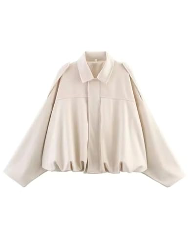 Kumufenc Women's Faux Suede Bomber Jacket Oversized Casual Going Out Fall Trendy Cute Cropped Jackets(White,XL)