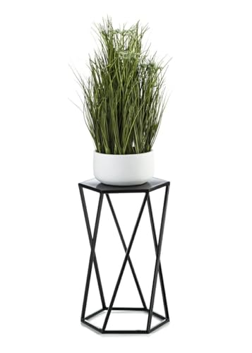 HowHomely Schwarz Blumenständer Metall 40 cm Hoch - Solider Blumenhocker in Sechseckiger Form - Pflanzenständer im Loft-Stil für die Innendekoration