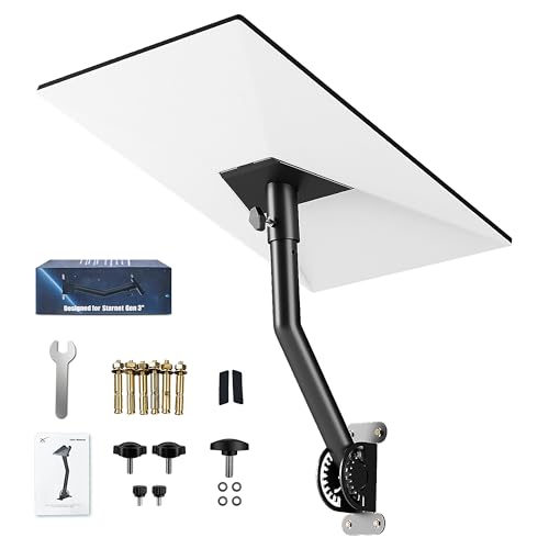 Starlink Mount Gen 3, Adjustable Wall & Roof Mounting Kit for Starlink V3 Standard Dish, Include Pipe Adapter, Easy Installation, Rustproof, Weatherproof for Concrete Walls and Wood Walls, Black