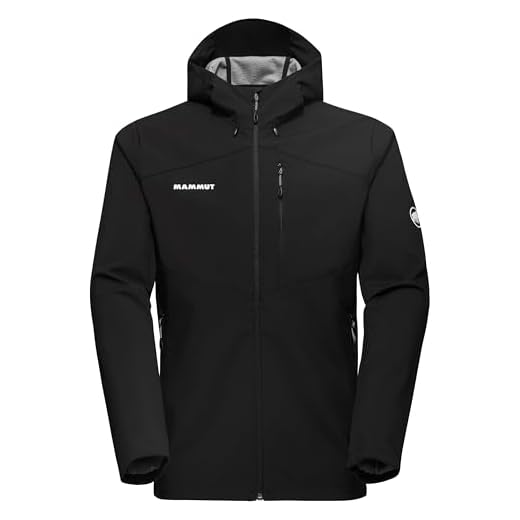 Mammut Outdoor SO Hooded Jacket Men | Softshelljacke für Herren, Winddichte Wanderjacke, Funktionsjacke mit Kapuze, Softshell Multifunktionsjacke, Allwetterjacke, Atmungsaktiv | Schwarz, L