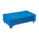 ECR4Kids Streamline Cot, Ready-to-Assemble, Toddler Size, Classroom Furniture, Blue, 6-Pack