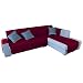 Sofabezug für Chaiselongue, 4-Sitzer, elegant, wendbar, passend für beide Seiten, Burgunderrot