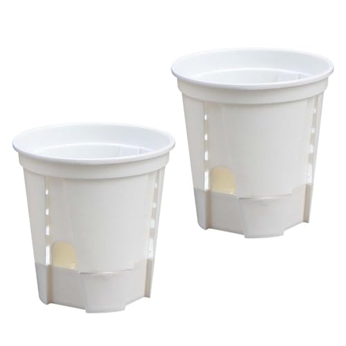 Qialexicon 2ピース プラントポット ナーサリーポット 軽量 ホームデコレーション セルフウォータリングポット フラワーポット 庭 パティオ ファームハウス ホーム リビングルーム用, 白