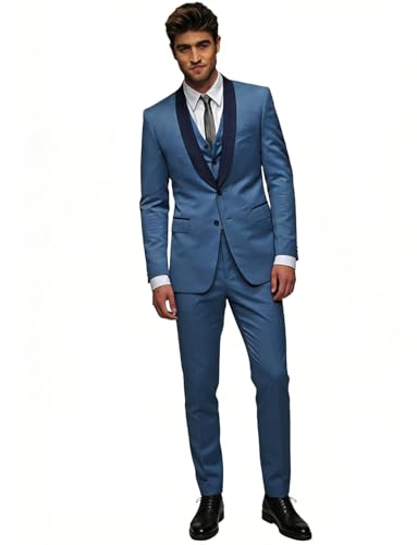 Costume pour homme 3 pièces coupe ajustée anti-plis ensemble veste habillée