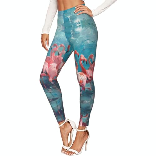 Leggings de flamencos tacto suave: pantalones elásticos de gimnasio