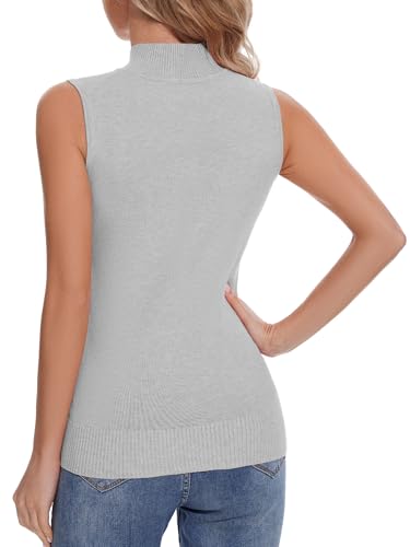 Image of Sleeveless Mock Neck Tops for Women Soft Slim Fit Knit Vest Tops