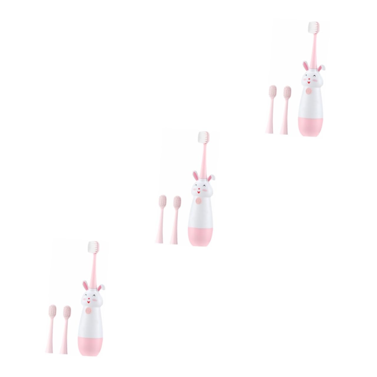 GALPADA 3 Juegos Cepillo Eléctrico Infantil Sónico Vibrante Rosa Cabezal y Cerdas Suaves para Residuos y Encías Sensibles Recambios