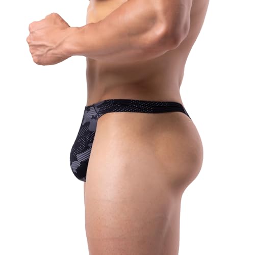 Summer Code Men's Thong G-String Underwear Micro Mesh Bulge Pouch Thong Panties Soft Stretch Bikini T-Back Underwear