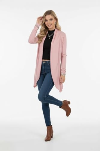 Image of ToBeInStyle Womens Open Front Long Sleeve Lightweight Asymmetrical Draped Cardigan with Side Pockets