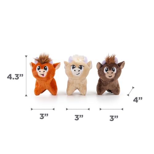 Image of Outward Hound Squeakin' Cows Dog Toy, Plush Highland Cow with Squeaker, Hide-A-Cow Replacement, Puppies & Small Dogs, 4.3 inch, 3-Pack