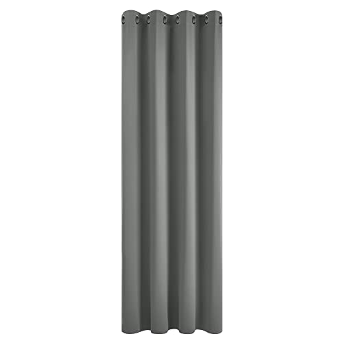 Deconovo Room Darkening Eyelet Curtains Thermal Insulated Window Treatment Energy Efficiency Soft Pair Curtains Blackout Curtains for Living Room 55 x 110 Inch Light Grey Set of 1