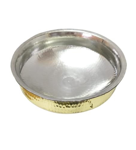 Image of biryani handi,Brass Lagan 5L, Tin Coated 100% Pure Brass Degchi for Cooking Biryani Handi peetal Utensils for Kitchen Cookware for Hyderabadi Dum Biryani, Ideal for Rice, Veg, and Non-Veg Dishes