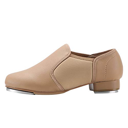 Image of Linodes PU Leather Slip On Tap Shoe Unisex Dance Shoes for Women and Men | Quality soft upper, Unisex for women men, Slip on, Rubber and EVA outsole, Clear sound, Snug fit, Breathable lining, Durable
