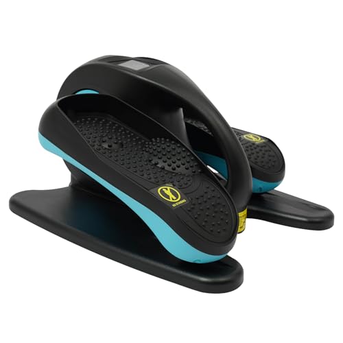 Bicicleta estática elíptica para el hogar, entrenador elíptico para personas mayores, con mando a distancia, pantalla LCD, 5 velocidades, 60 W, potente (azul)