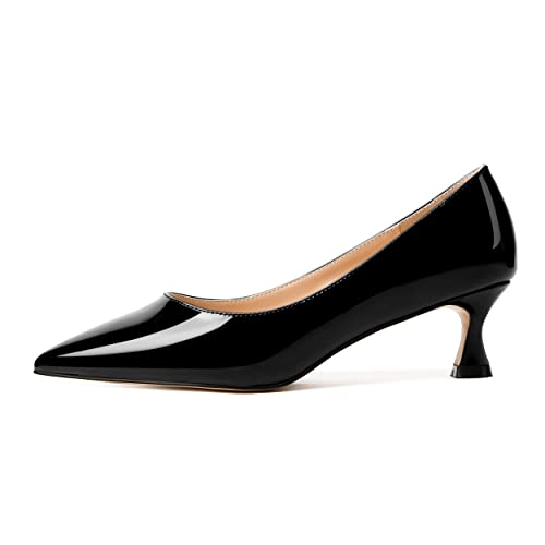 NUMALEO Womens Slip On Solid Patent Party Fashion Pointed Toe Kitten Low Heel Pumps Shoes 2 Inch2