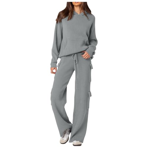 Sweat à capuche et pantalon en tricot ensemble chaud femme