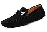  SMajong Herren Klassische Mokassin Wildleder Penny Loafers Comfort Halbschuhe Bootsschuhe Weich Flache Fahrende Schuhe Schwarz 41 EU