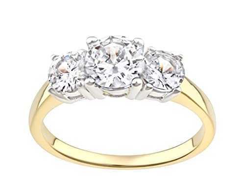 Old English Jewellers 9ct Gold & Silver 2.00 carat 3 Stone Engagement Ring sizes J to U (L)