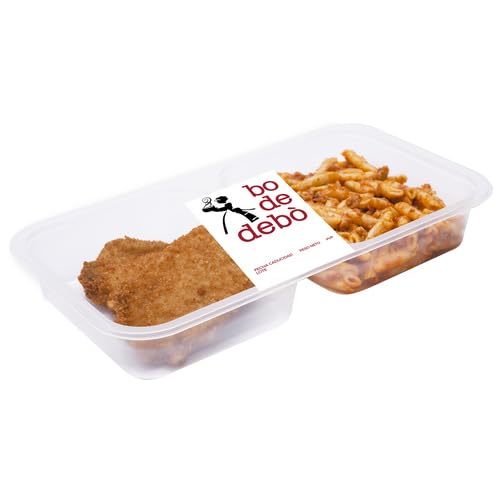 (PACK 3 UNIDADES) 3 Bandejas Duo de macarrones a la boloñesa y libritos de lomo de cerdo con jamón y queso BO DE DEBO 350 g. (PRODUCTO REFRIGERADO)