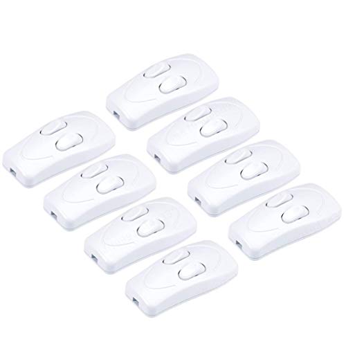 Fifet Duplex On-Off Feed-Through Rocker Switch AC 250V 1A Inline Cord Switch for Bedroom Table Desk Light 8Pcs
