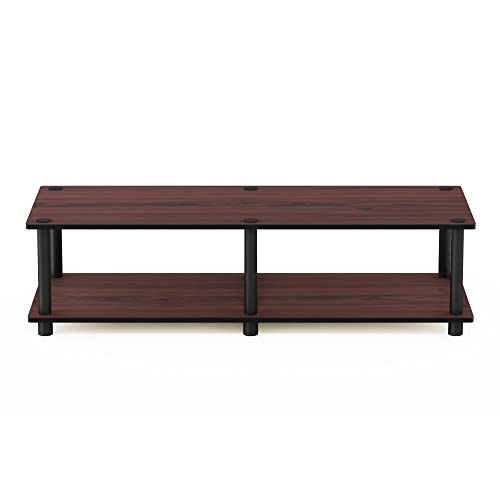 Image of Furinno Just No Tools Dark Cherry Wide Television Stand with Black Tube, Dark Cherry /Black, Wide 41.3 inch(W)x10.9 inch(H)x15.6 inch(D)
