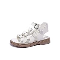 Girls Kids Gl𝐚diator Sandals Rubber Sole Non Slip Summer Shoes 4 Buckle Outdoor Water Ankle Shoes Baby Boys Sandals Toddler Girls Sandles Size 9 Girls Jellies Size 12(White, 2.5 Big Kids)