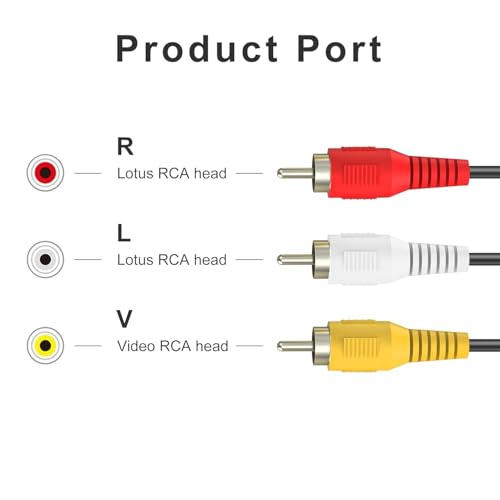 Madhabi 3RCA to 3RCA AV Cable – Male to Male Composite Stereo Audio Video Cord with Gold-Plated Connectors for LED TV, DVD Player, LCD, Home Theater, Gaming Console, Projector, and PC 4 31tDnFNKybL