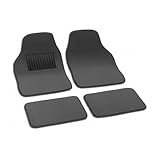 CABLEPELADO - Juego de 4 Alfombrillas de Moqueta Universales para Coche V2 | Alfombras Protectoras con Costuras Reforzadas y Talonera | Medidas Delanteras 65 x 42cm y Traseras 29 x 42cm | Gris Oscuro